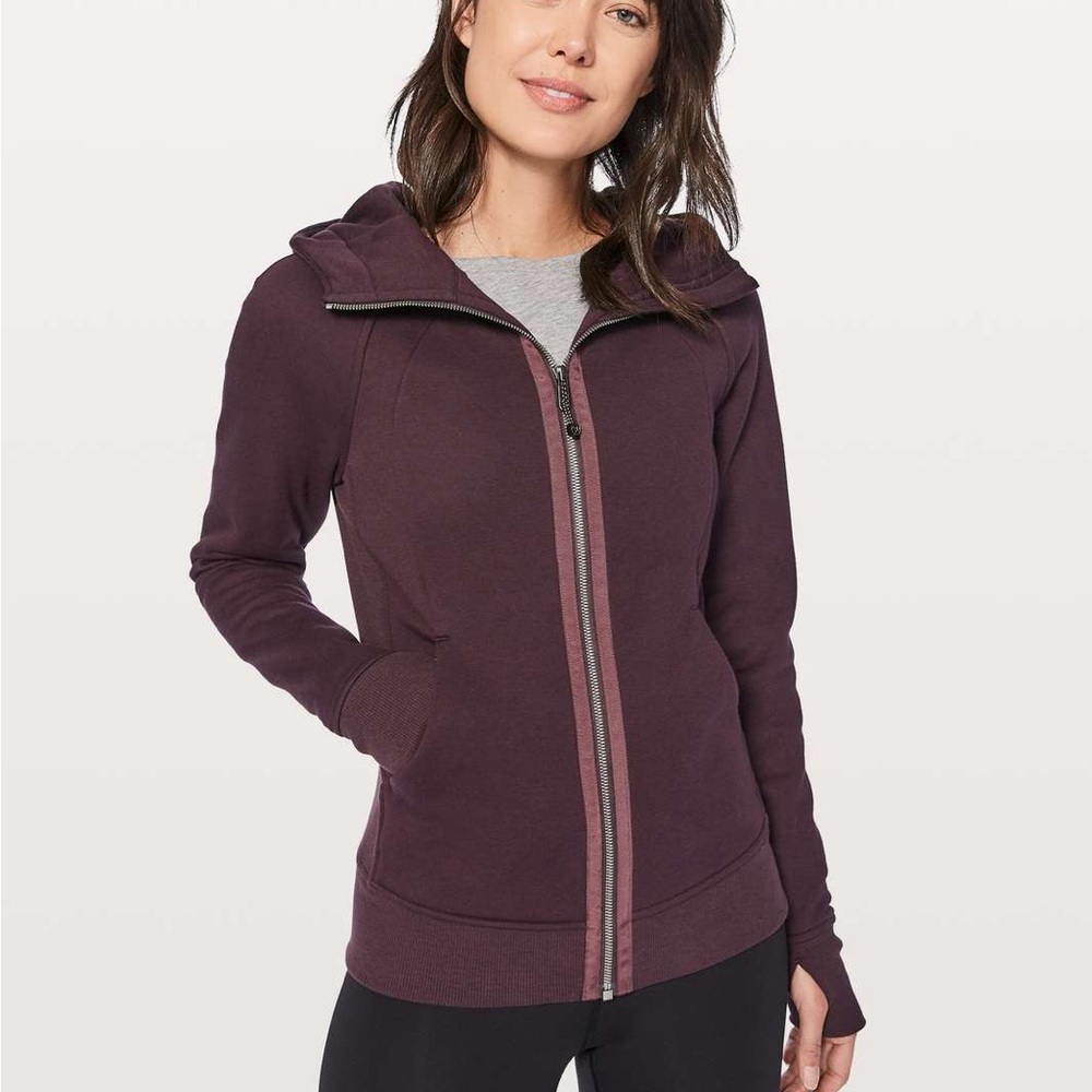 Lululemon Light As Warmth Scuba Full Zip Hoodie Size 2 Black Cherry